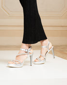 NeroGiardini sandali con tacco alto in pelle e strass - Musto Calzature srl