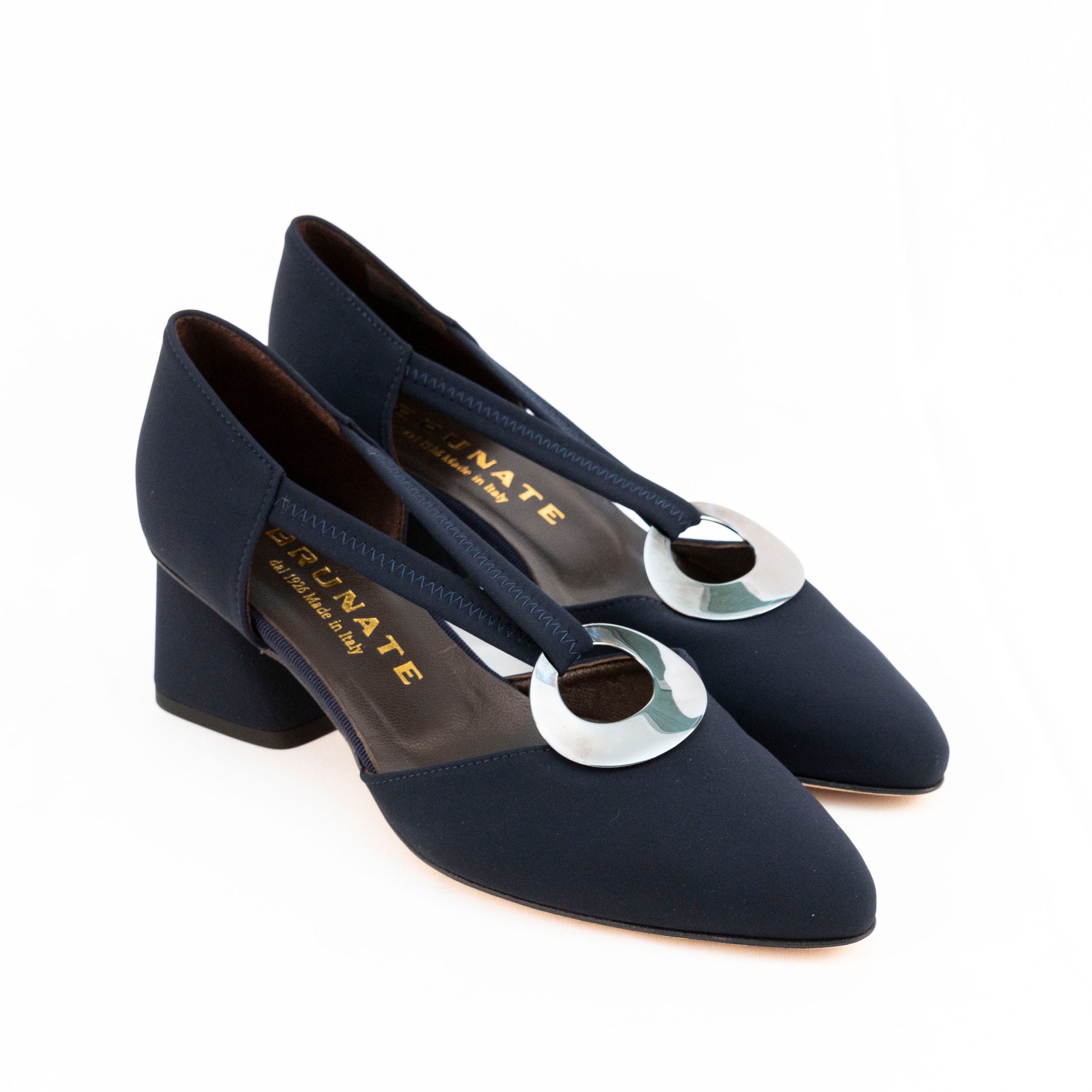 BRUNATE Décolleté da donna in tessuto tacco basso e dettaglio anello - Musto Calzature srl