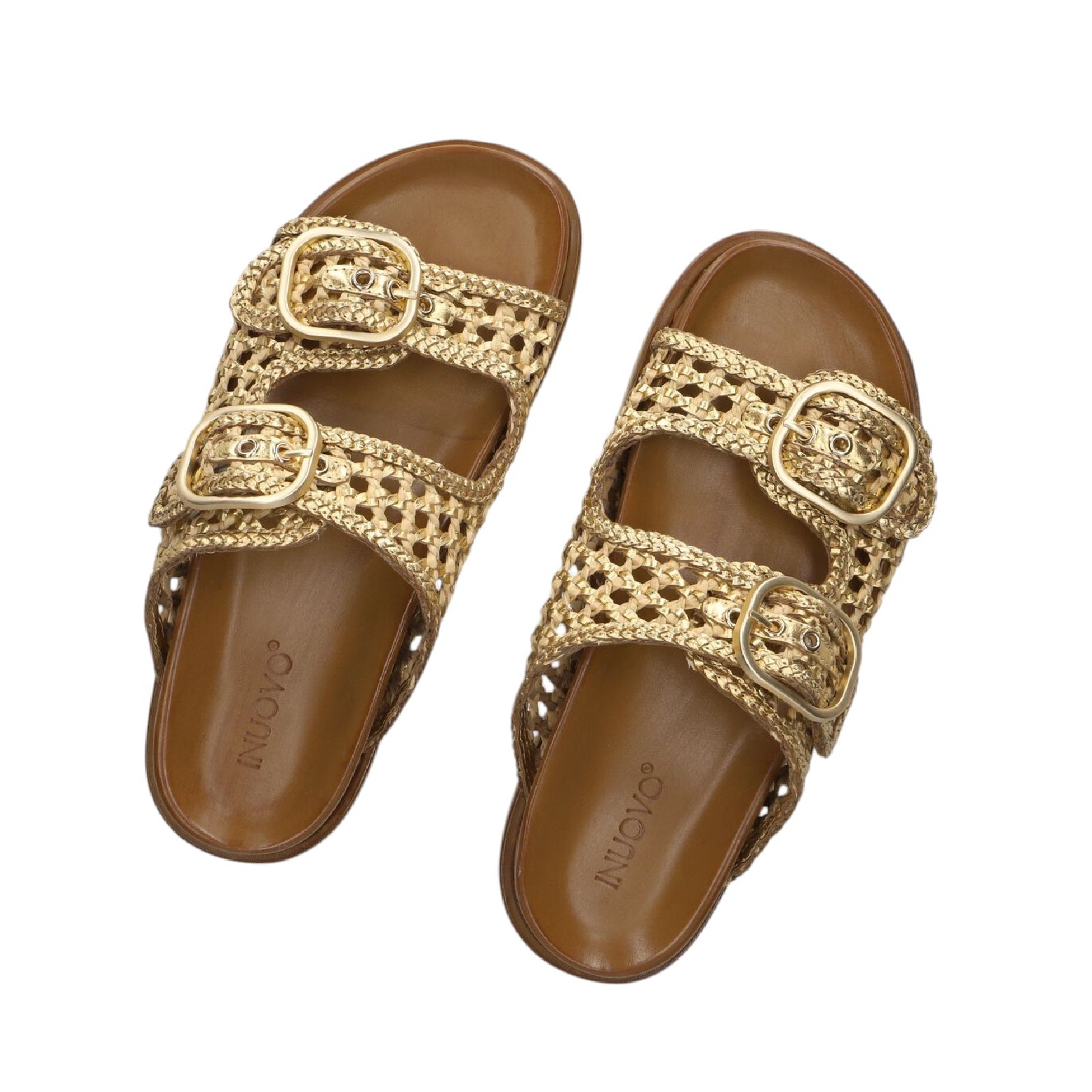 INUOVO sandali donna bassi in pelle e rafia - Musto Calzature srl