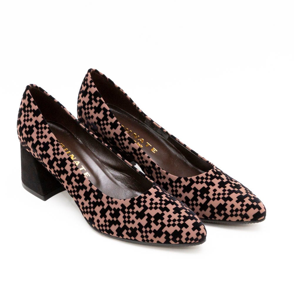 BRUNATE Decolletè tacco basso camoscio+tessuto 51341 - Musto Calzature srl