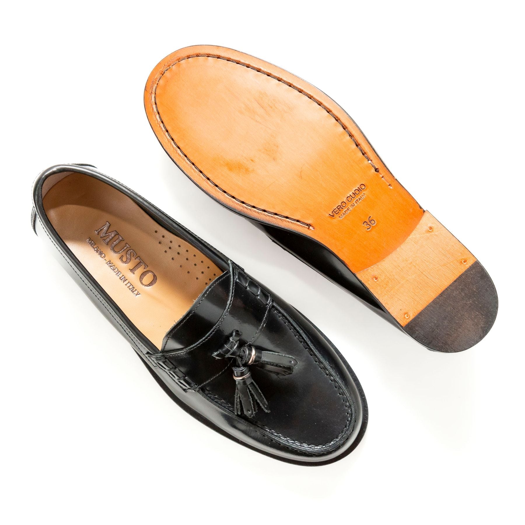 MUSTO Mocassini nappine nero donna pelle made in Italy MARTE - Musto Calzature srl