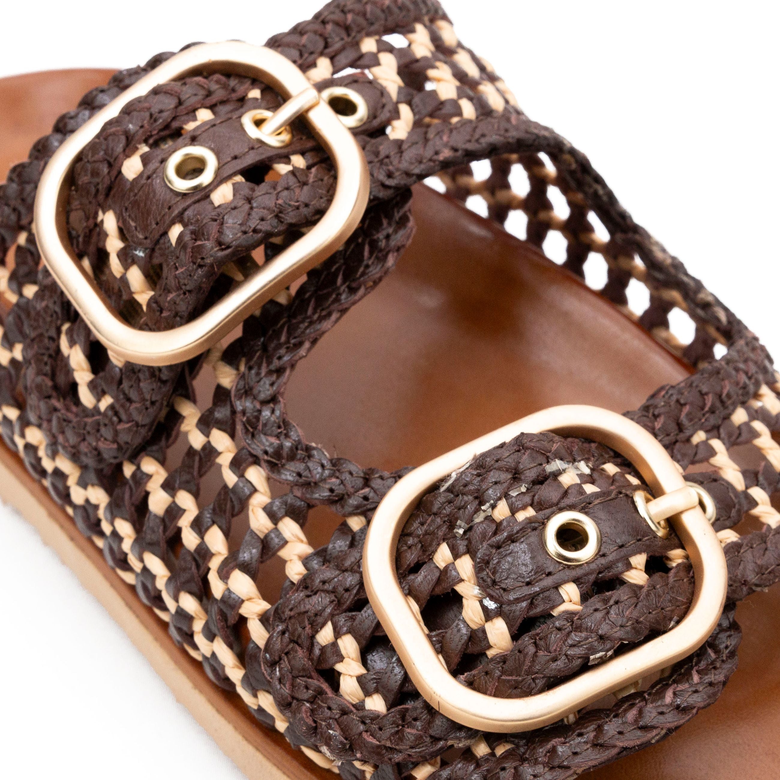 INUOVO sandali donna bassi in pelle e rafia - Musto Calzature srl