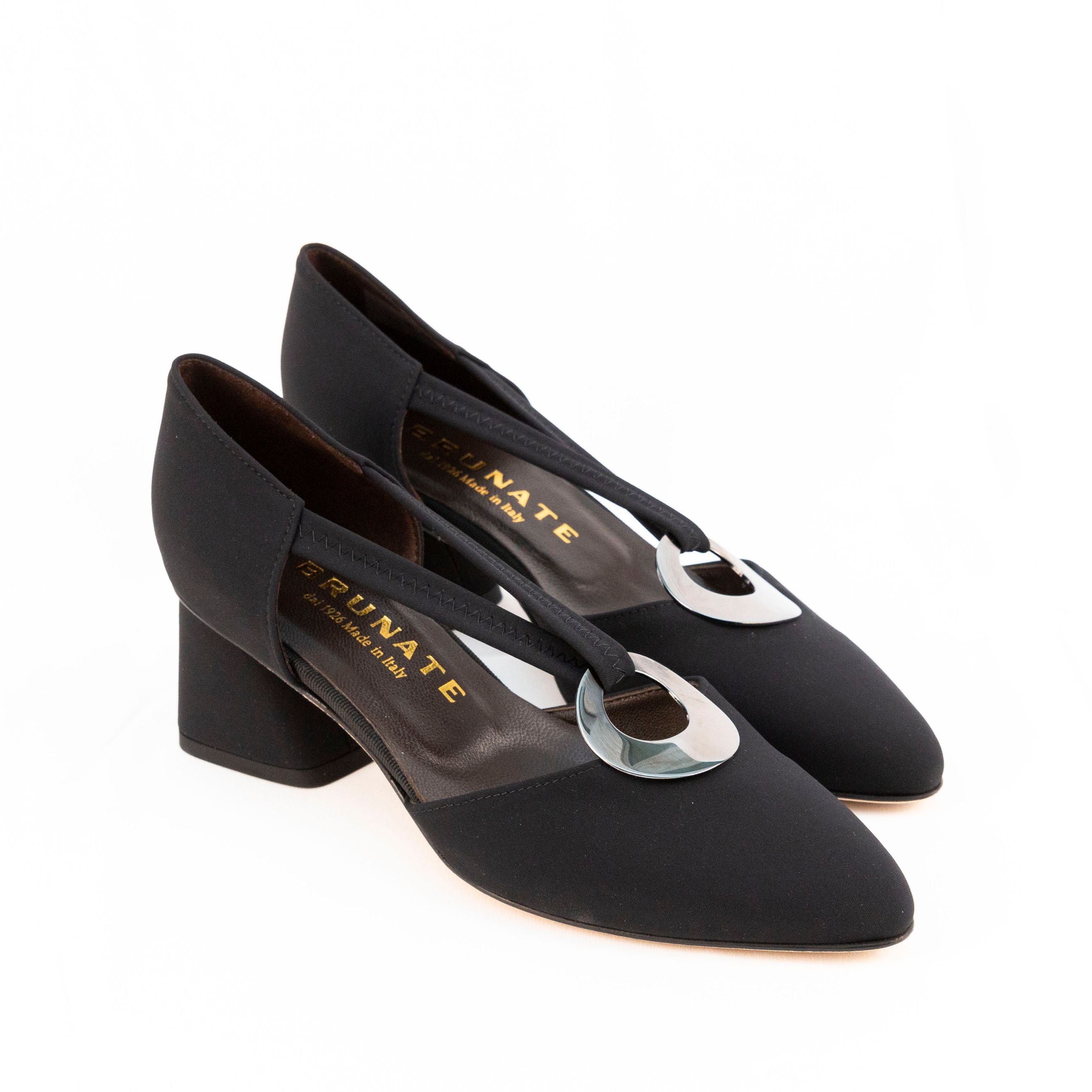 BRUNATE Décolleté da donna in tessuto tacco basso e dettaglio anello - Musto Calzature srl