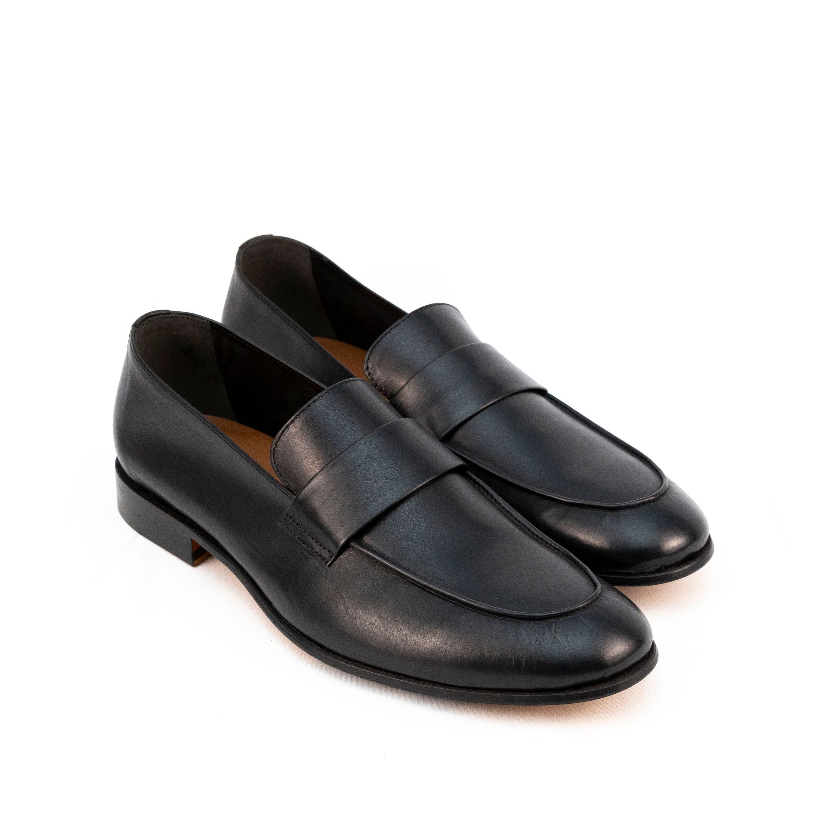 Mocassini Uomo In Pelle Nera Fatti A Mano - Scarpe Eleganti Con Punta Quadra - Foto 3