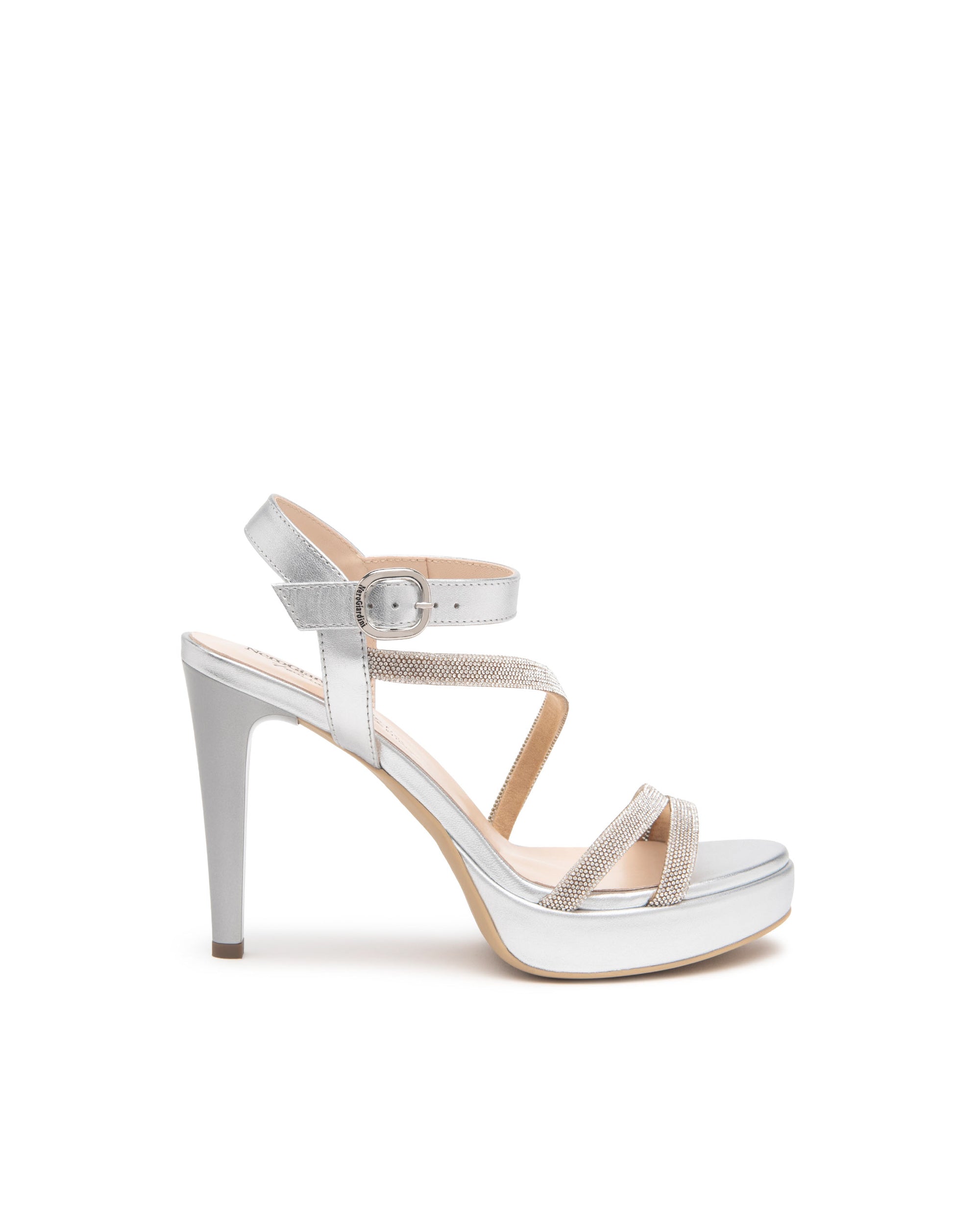NeroGiardini sandali con tacco alto in pelle e strass - Musto Calzature srl