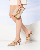 NeroGiardini Décolleté da donna con tacco basso in pelle e tessuto - Musto Calzature srl