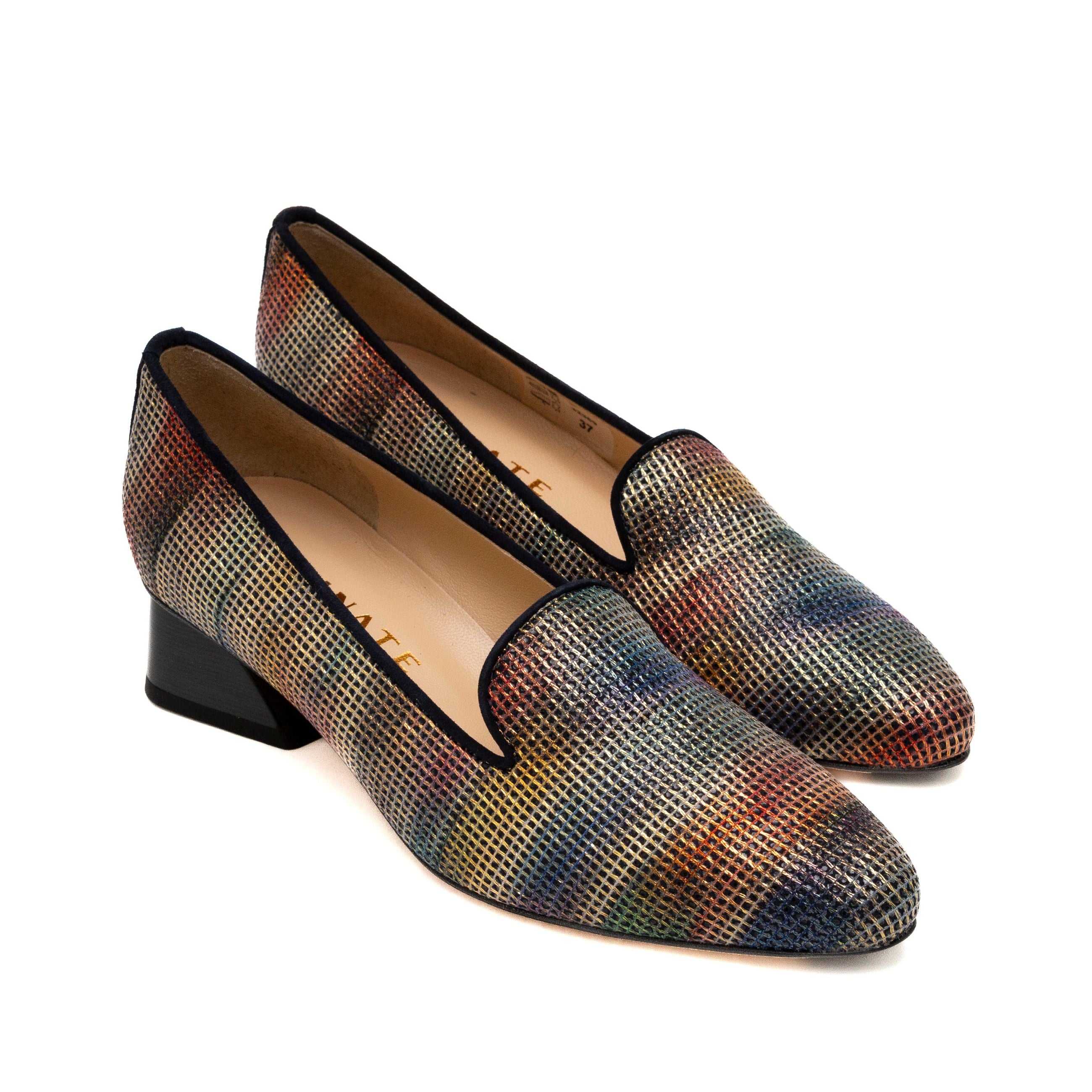 BRUNATE Decolletè tacco basso pelle e tessuto 32359 - Musto Calzature srl