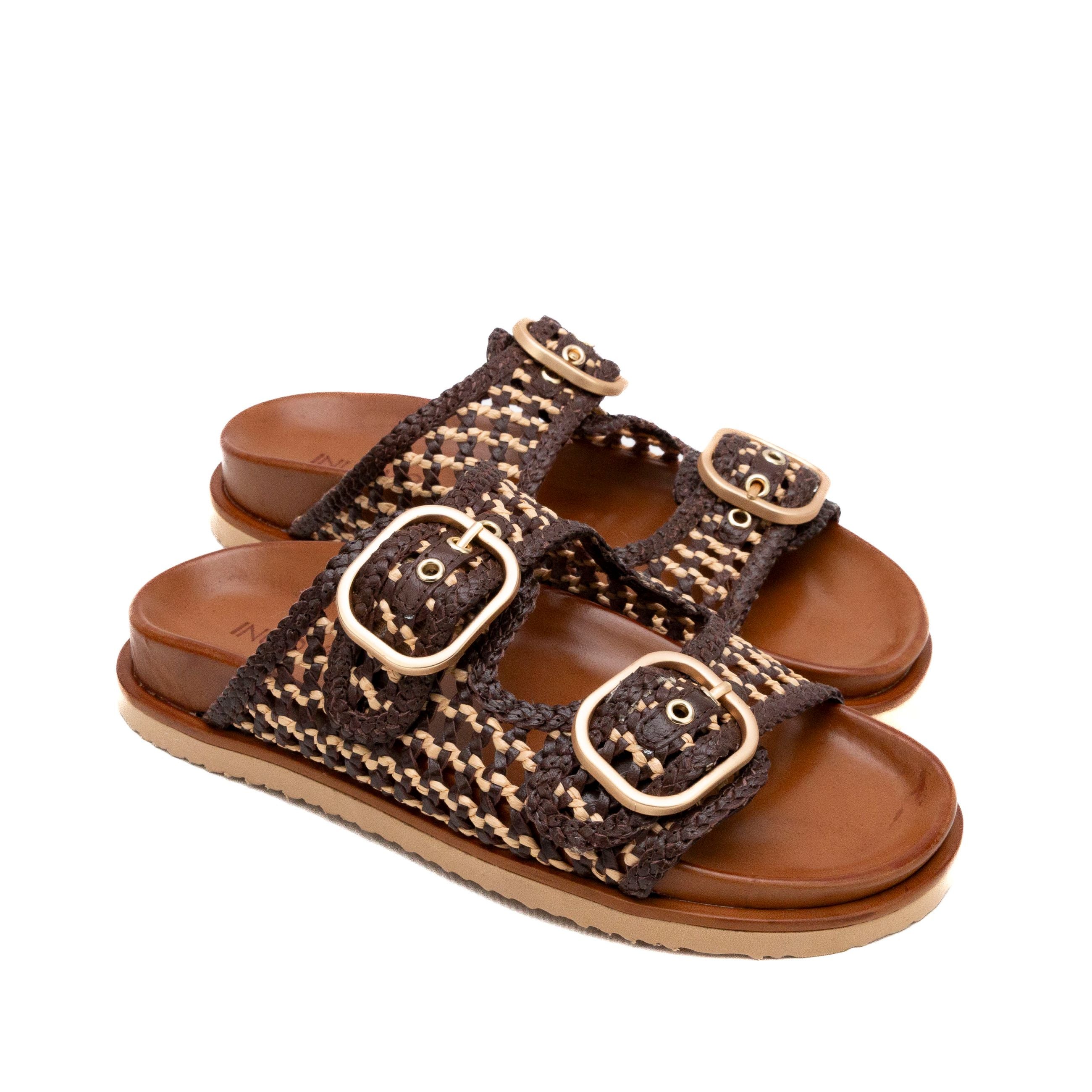 INUOVO sandali donna bassi in pelle e rafia – Musto Calzature srl