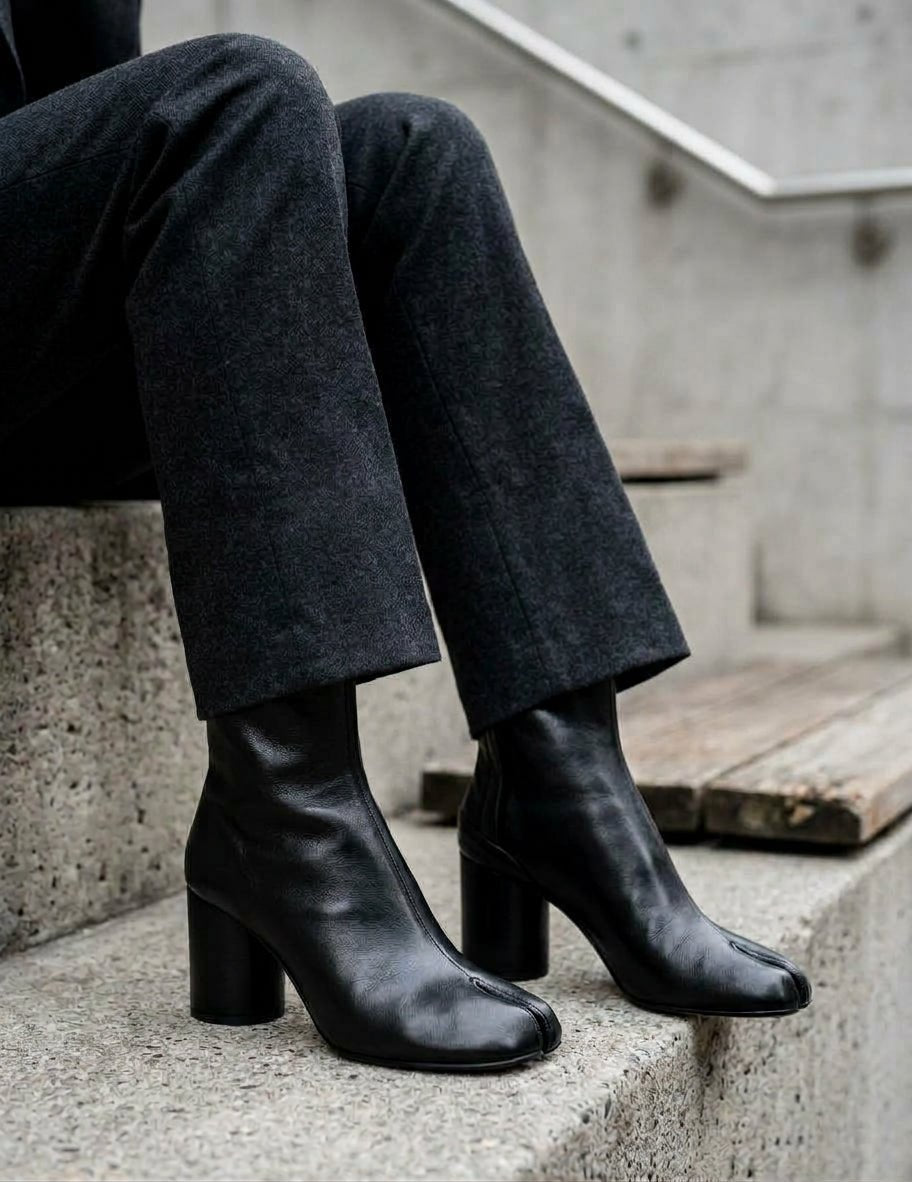 INUOVO stivaletti in pelle nera con punta divisa e tacco - Musto Calzature srl