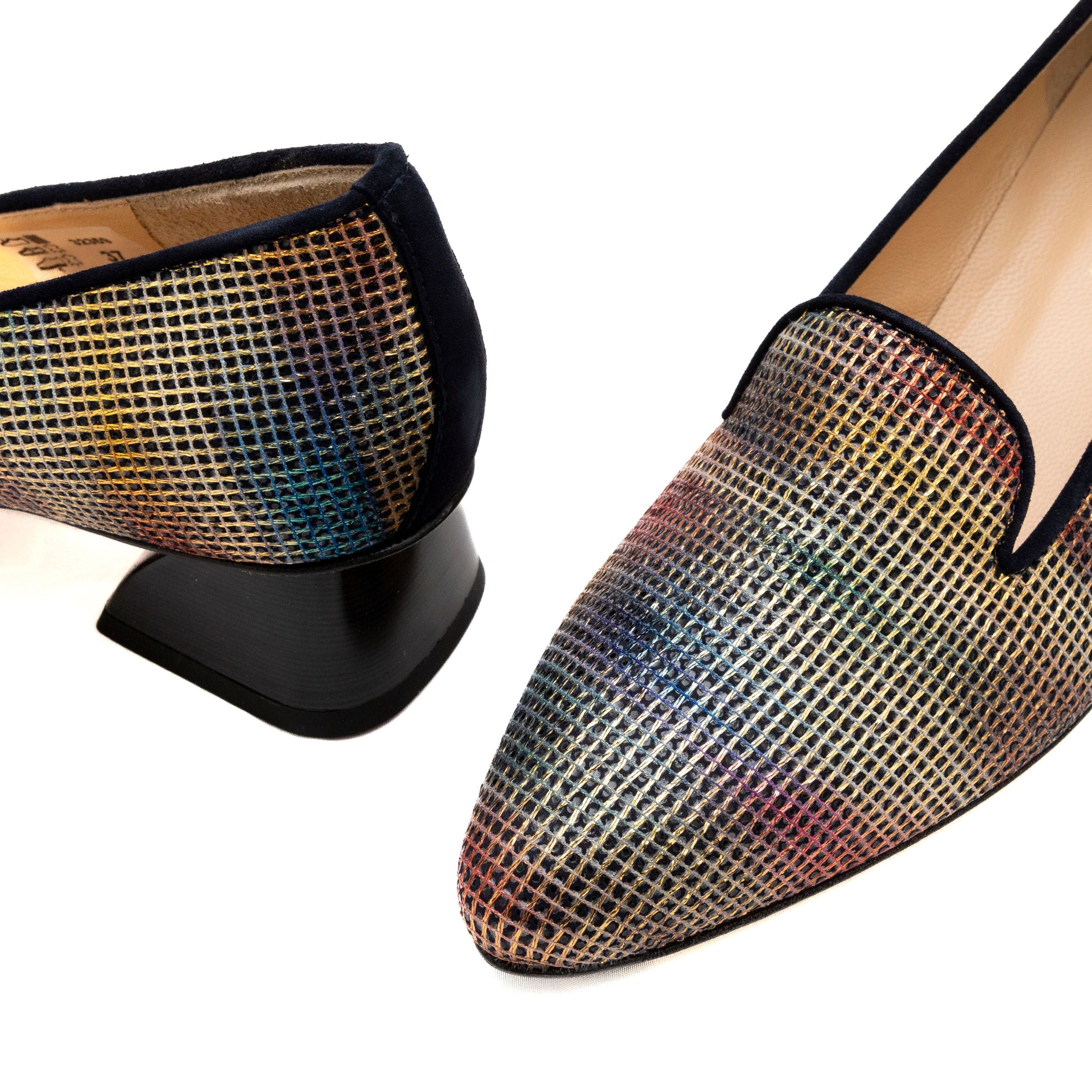 BRUNATE Decolletè tacco basso pelle e tessuto 32359 - Musto Calzature srl